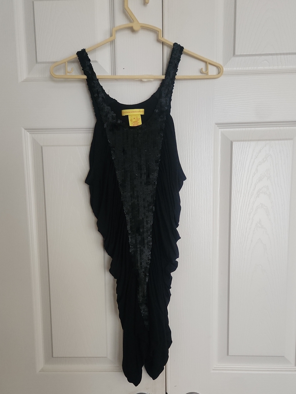Catherine Malandrino Black Sequin-Trim Tank Top